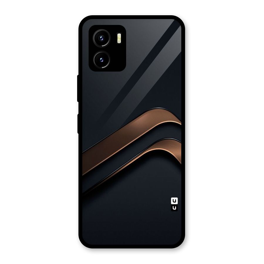 Dark Gold Stripes Glass Back Case for Vivo Y15s