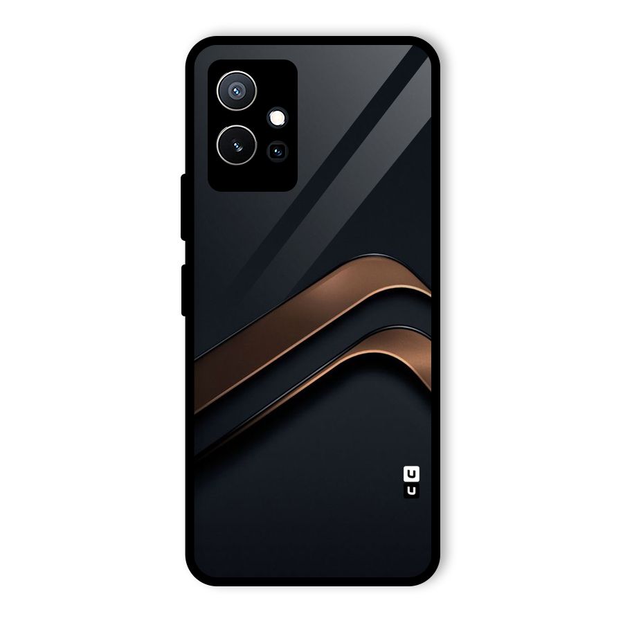 Dark Gold Stripes Glass Back Case for Vivo Y75 5G