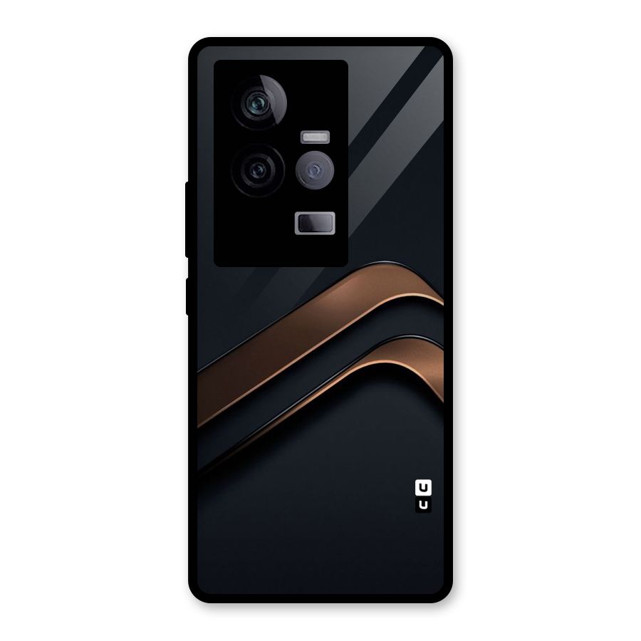 Dark Gold Stripes Glass Back Case for Vivo iQOO 11 5G
