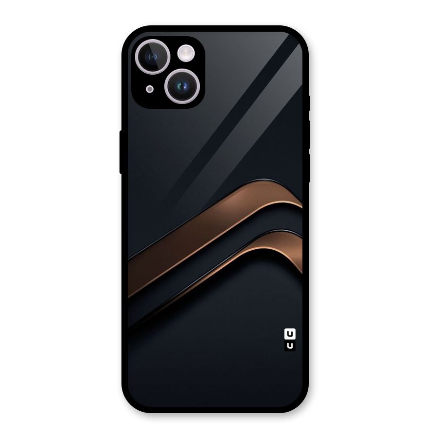 Dark Gold Stripes Glass Back Case for iPhone 14 Plus