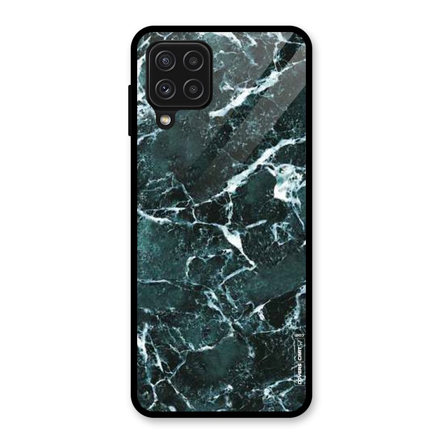 Dark Green Marble Glass Back Case for Galaxy A22 4G