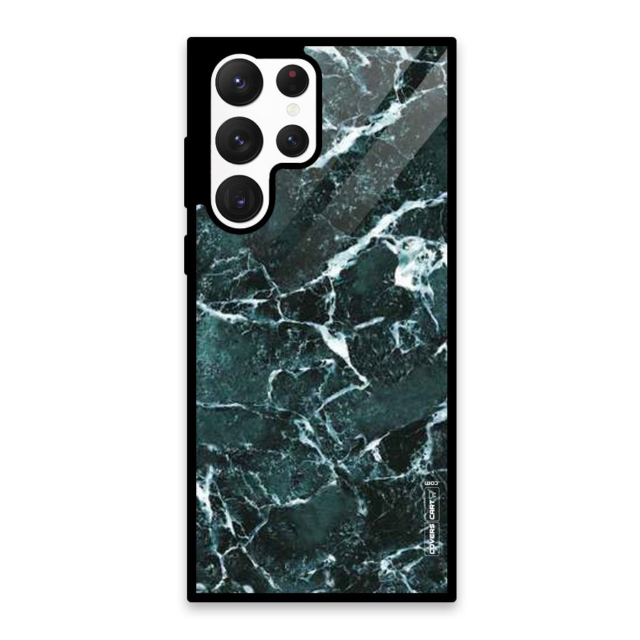 Dark Green Marble Glass Back Case for Galaxy S22 Ultra 5G
