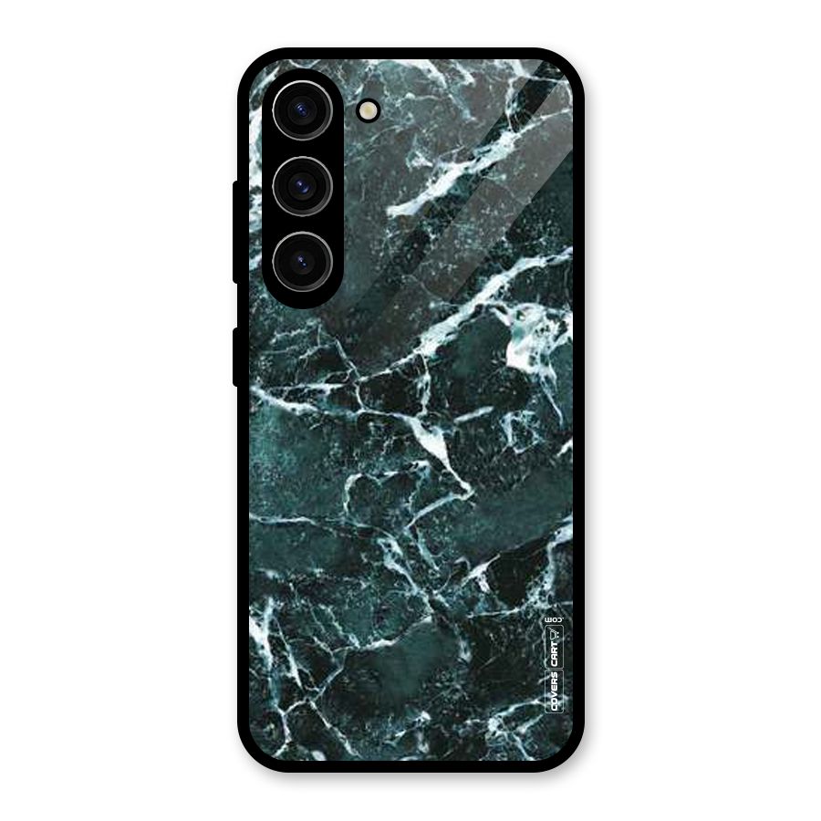Dark Green Marble Glass Back Case for Galaxy S23