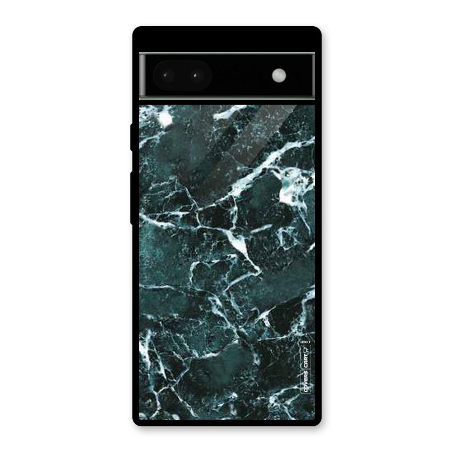 Dark Green Marble Glass Back Case for Google Pixel 6a
