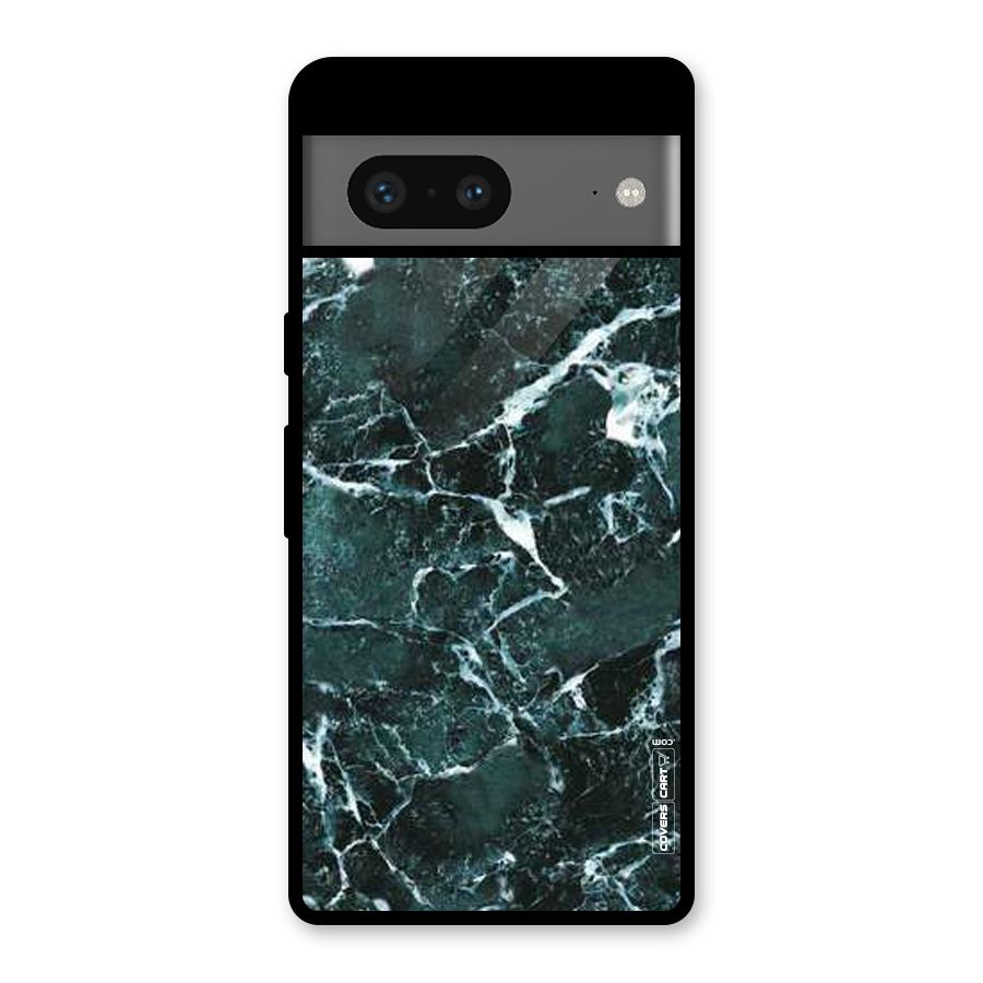 Dark Green Marble Glass Back Case for Google Pixel 7