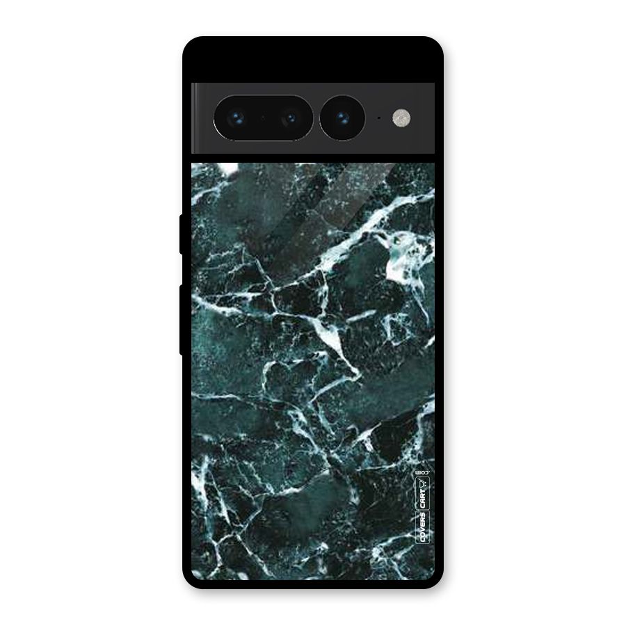 Dark Green Marble Glass Back Case for Google Pixel 7 Pro