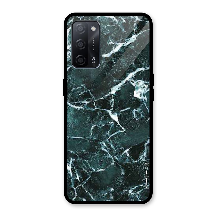 Dark Green Marble Glass Back Case for Oppo A53s 5G