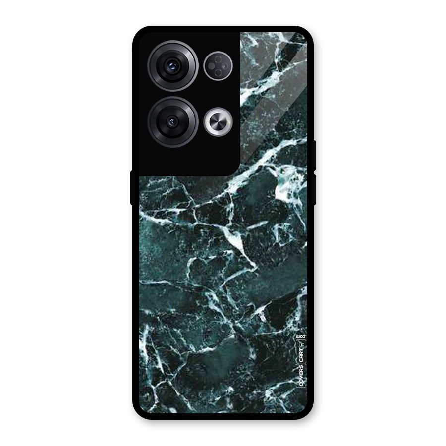 Dark Green Marble Glass Back Case for Oppo Reno8 Pro 5G