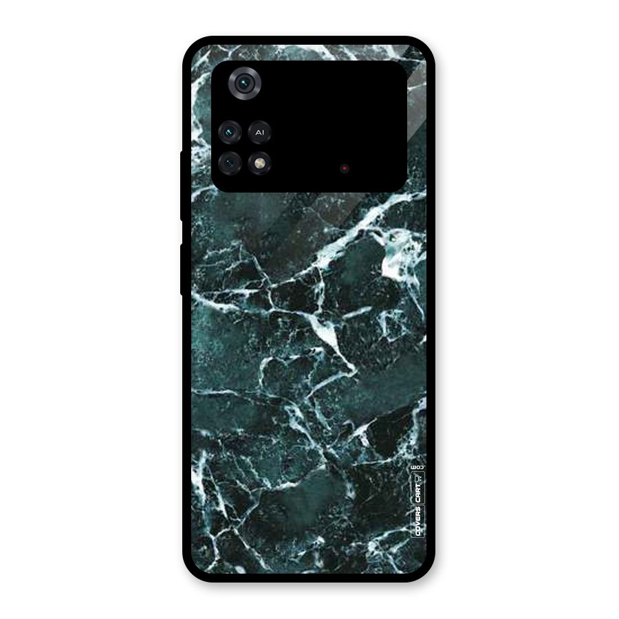 Dark Green Marble Glass Back Case for Poco M4 Pro 4G