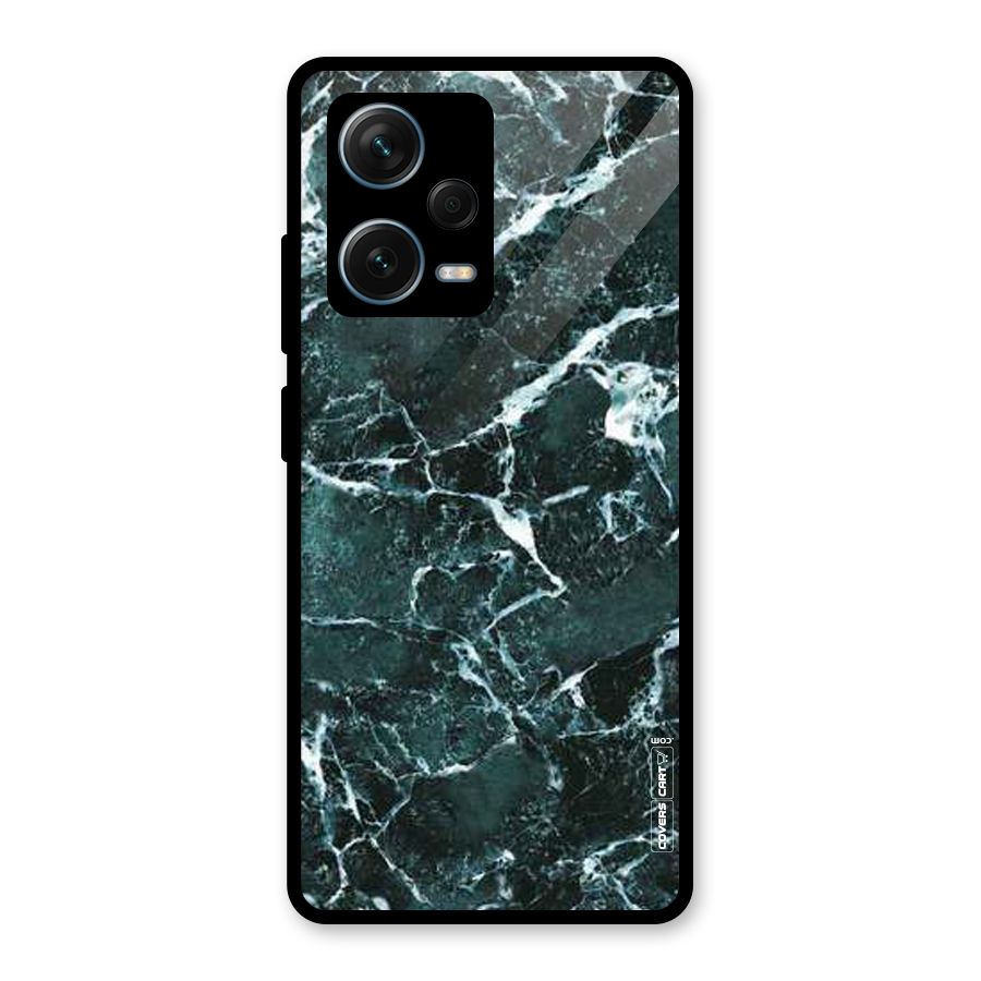 Dark Green Marble Glass Back Case for Redmi Note 12 Pro Plus 5G
