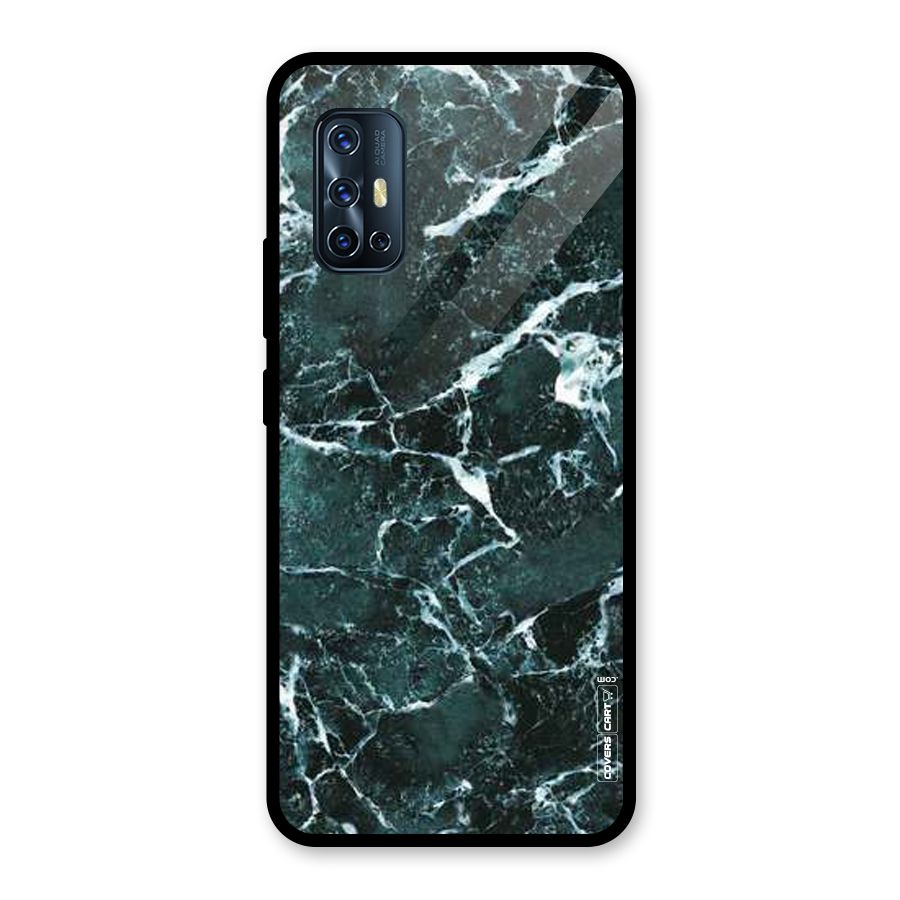 Dark Green Marble Glass Back Case for Vivo V17
