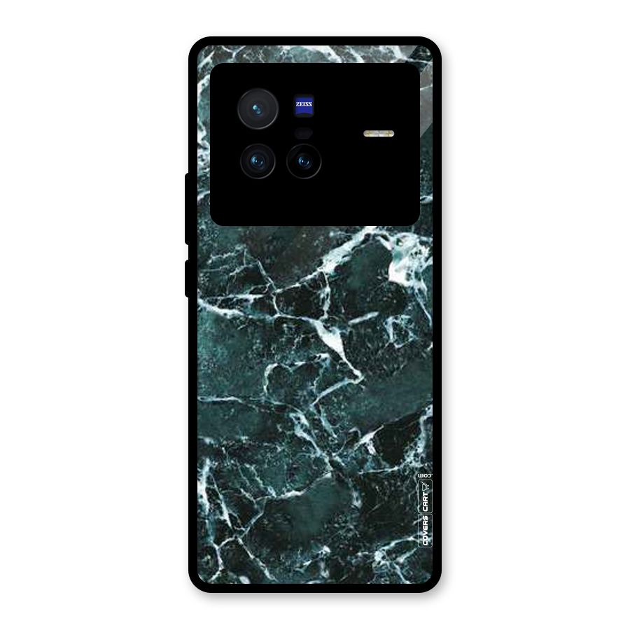 Dark Green Marble Glass Back Case for Vivo X80