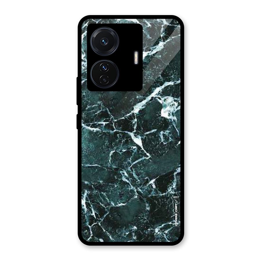 Dark Green Marble Glass Back Case for Vivo iQOO Z6 Pro