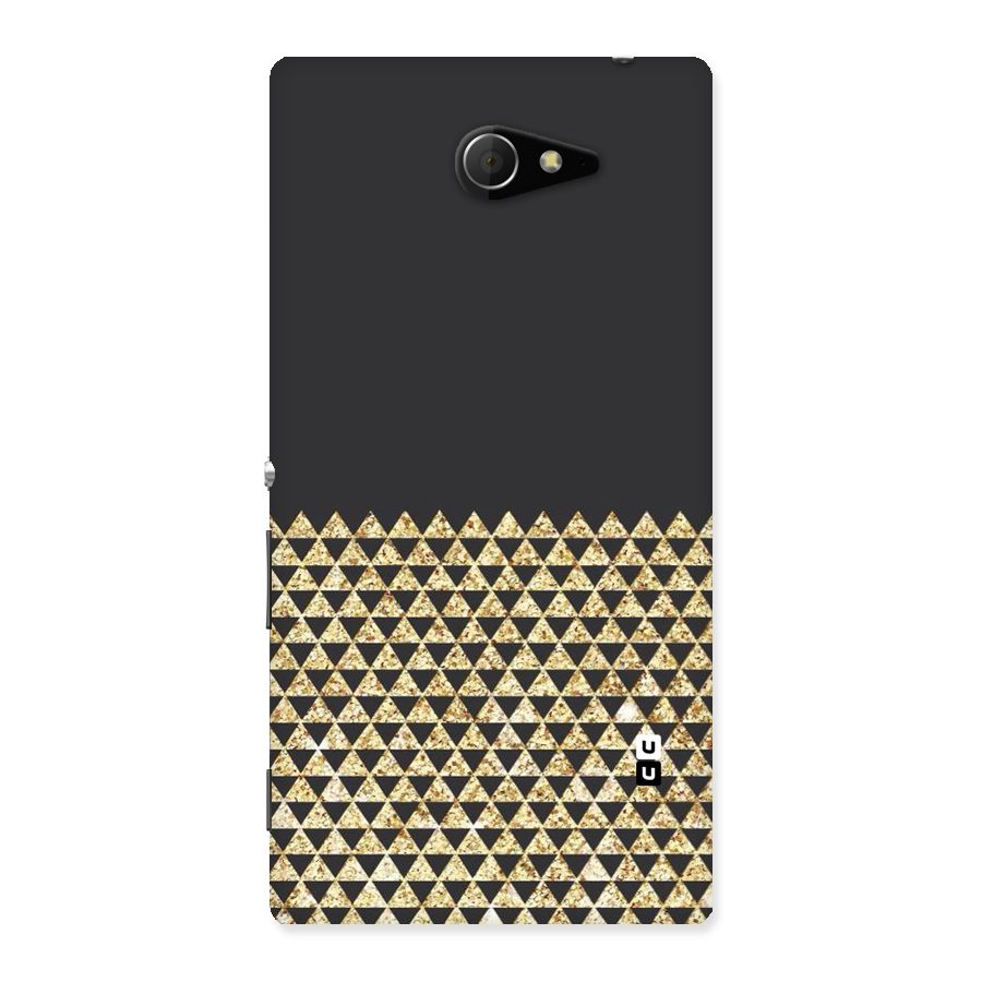 Dark Grey Golden Triangles Back Case for Sony Xperia M2