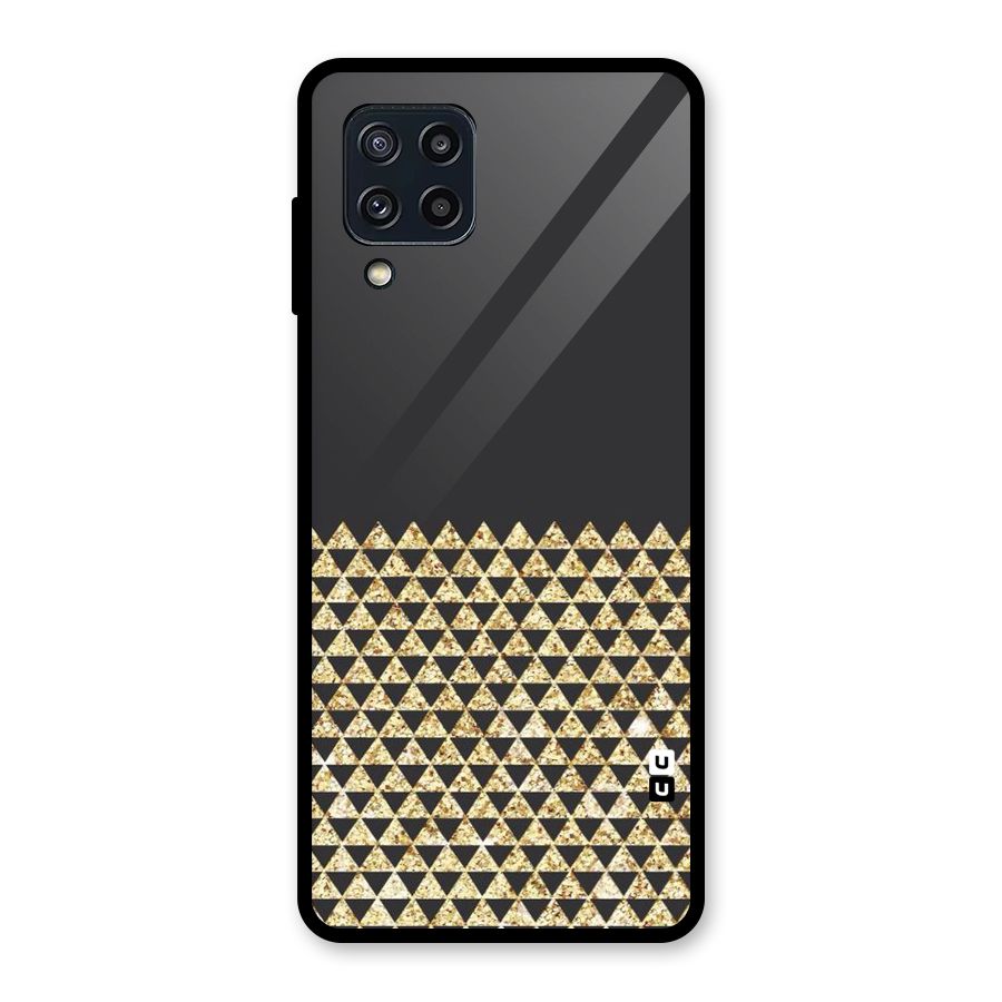 Dark Grey Golden Triangles Glass Back Case for Galaxy M32