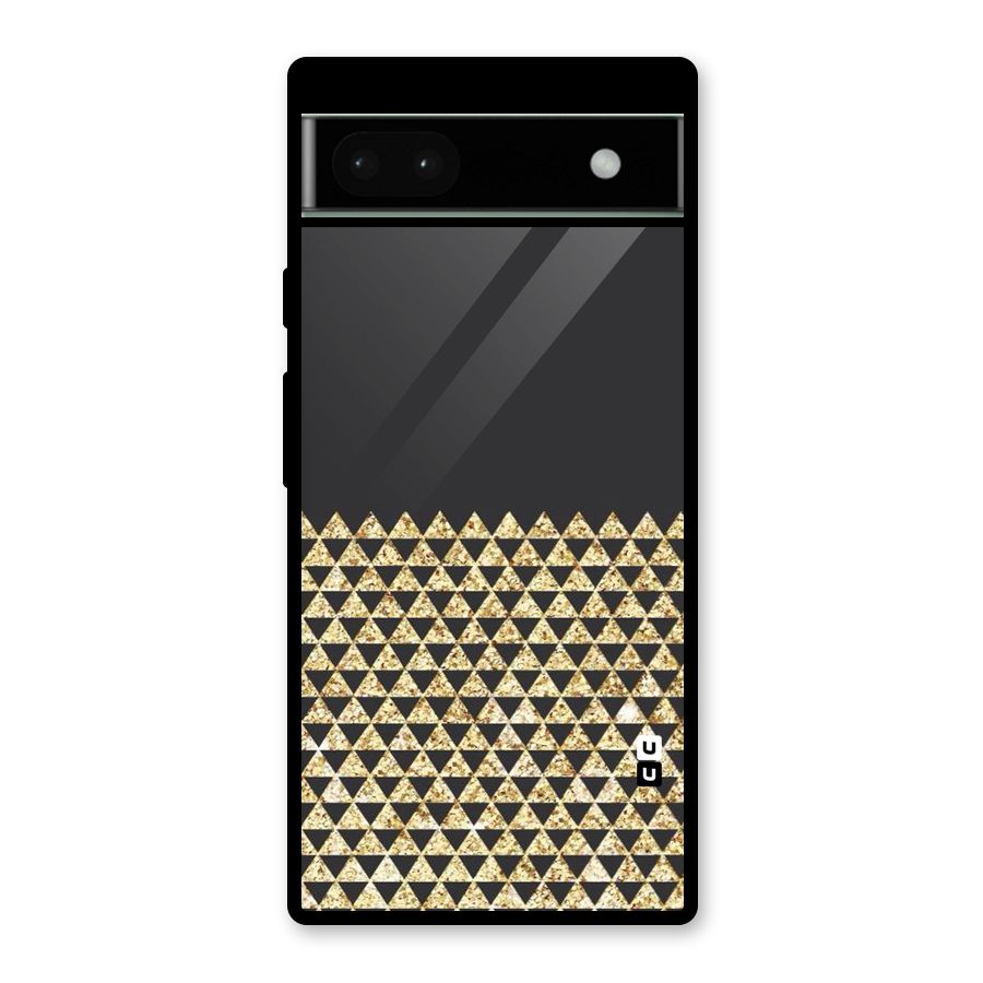 Dark Grey Golden Triangles Glass Back Case for Google Pixel 6a