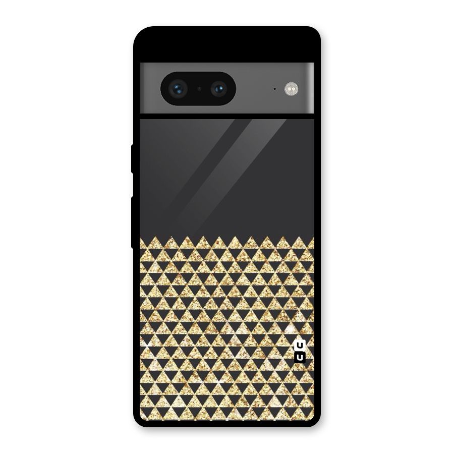 Dark Grey Golden Triangles Glass Back Case for Google Pixel 7