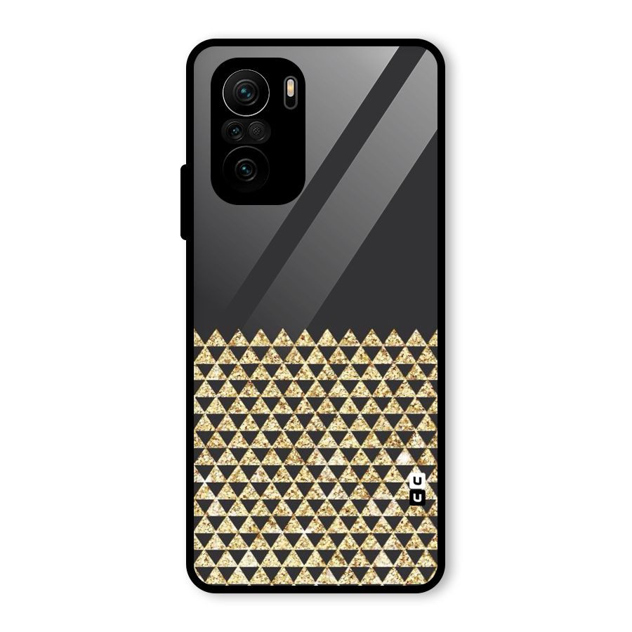 Dark Grey Golden Triangles Glass Back Case for Mi 11x