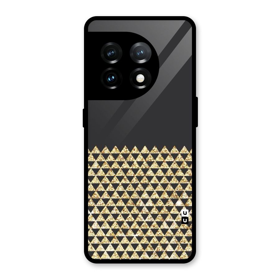 Dark Grey Golden Triangles Glass Back Case for OnePlus 11