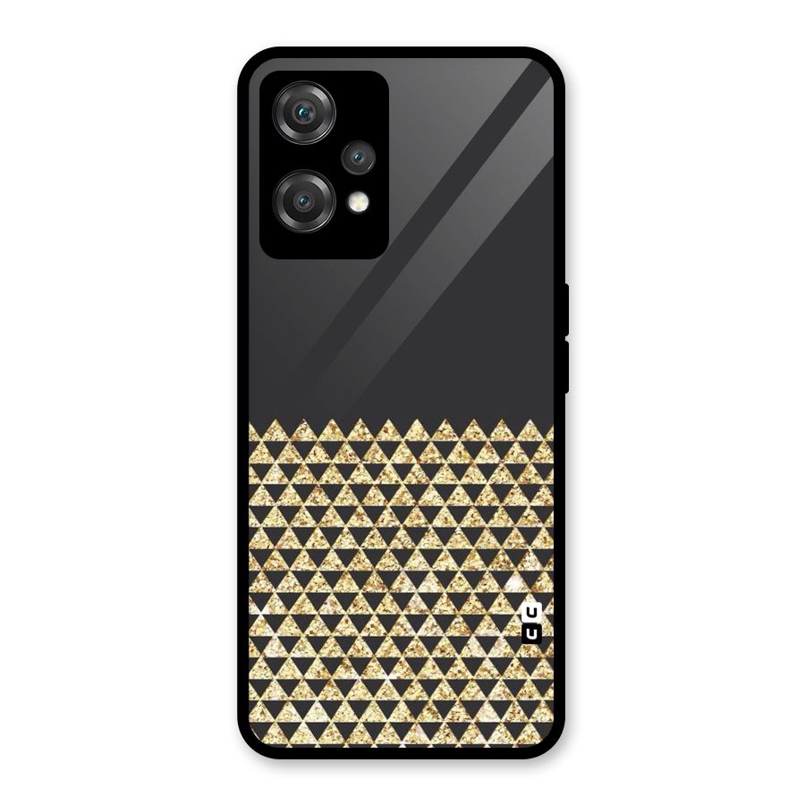 Dark Grey Golden Triangles Glass Back Case for OnePlus Nord CE 2 Lite 5G