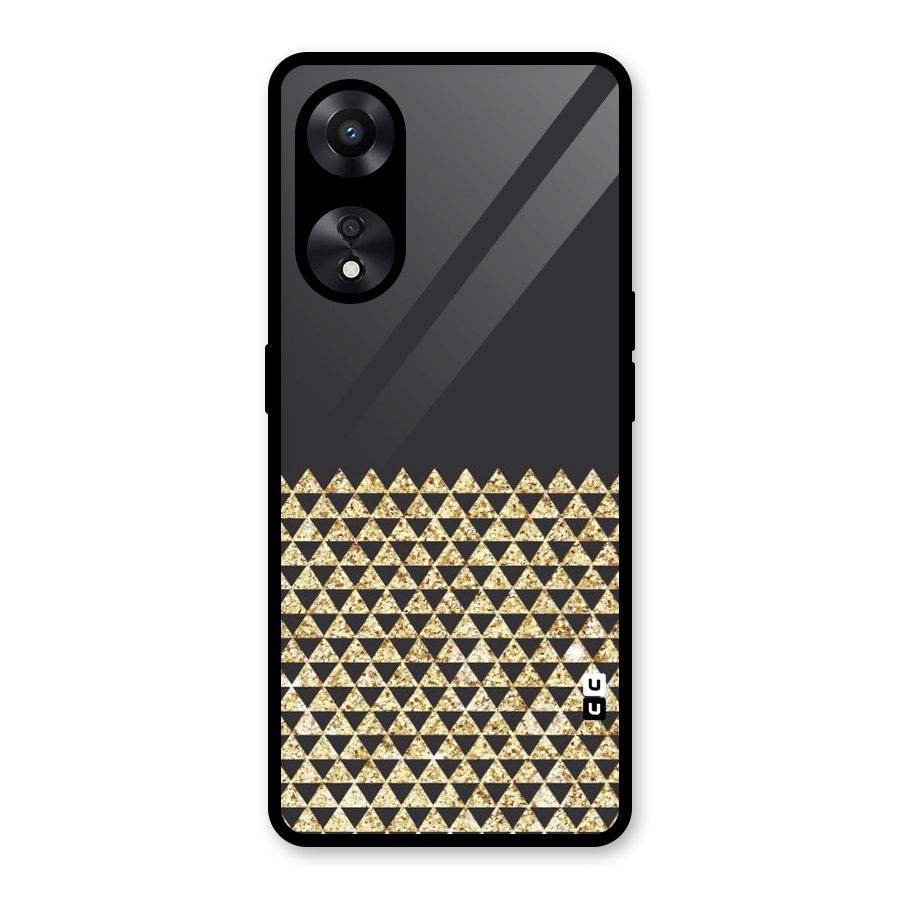 Dark Grey Golden Triangles Glass Back Case for Oppo A78
