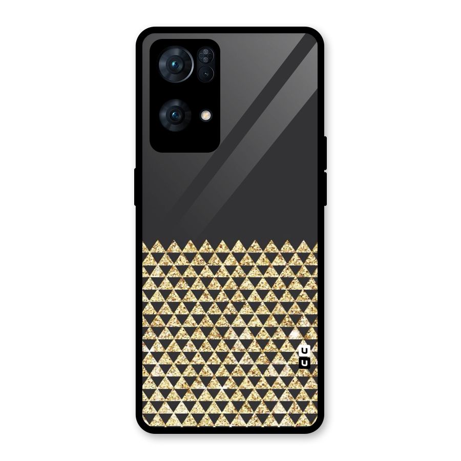 Dark Grey Golden Triangles Glass Back Case for Oppo Reno7 Pro 5G