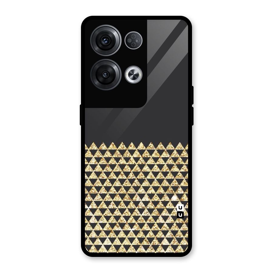 Dark Grey Golden Triangles Glass Back Case for Oppo Reno8 Pro 5G