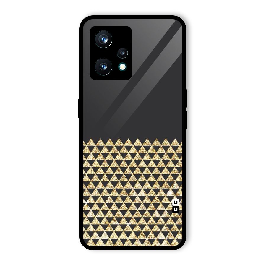 Dark Grey Golden Triangles Glass Back Case for Realme 9 Pro Plus 5G