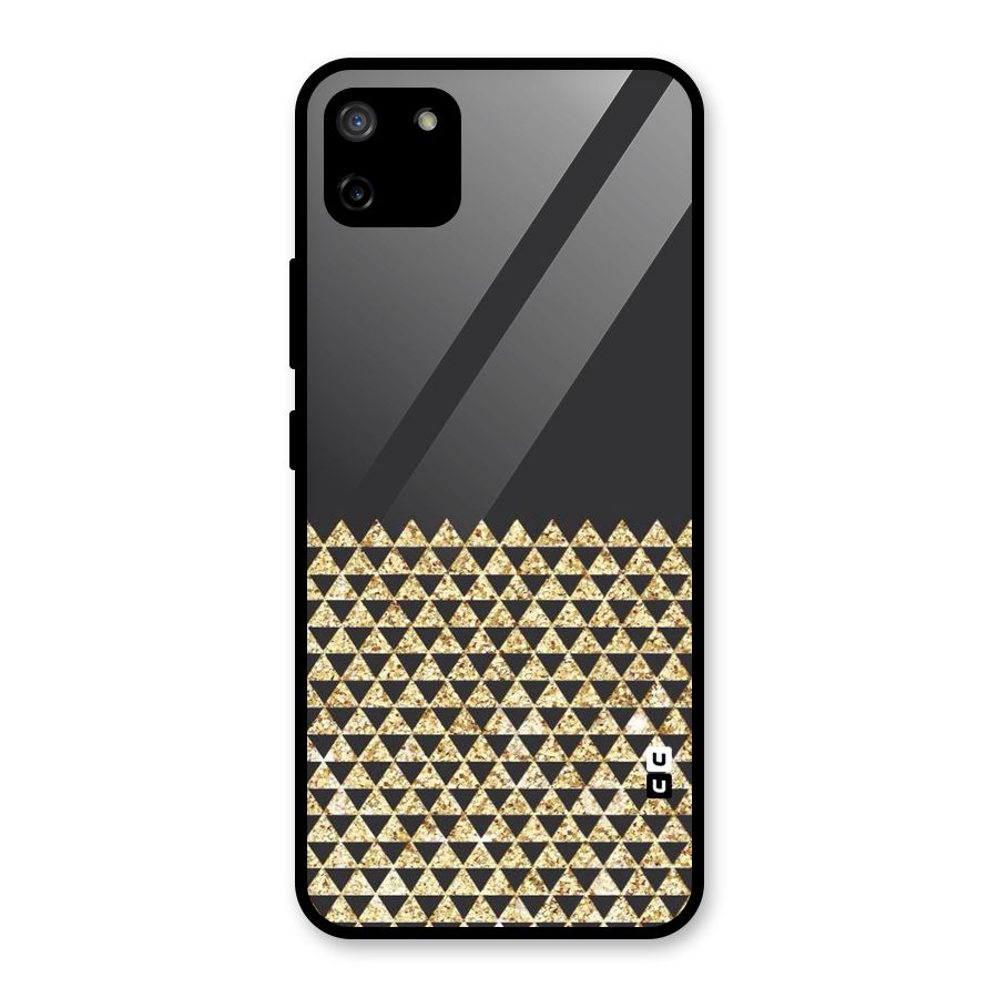 Dark Grey Golden Triangles Glass Back Case for Realme C11