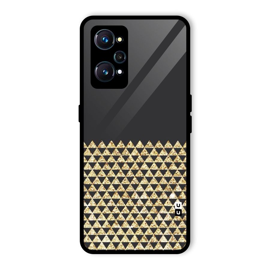 Dark Grey Golden Triangles Glass Back Case for Realme GT 2