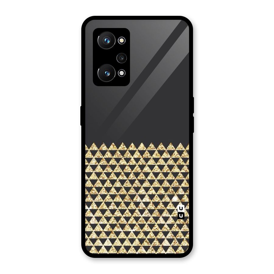Dark Grey Golden Triangles Glass Back Case for Realme GT Neo 3T