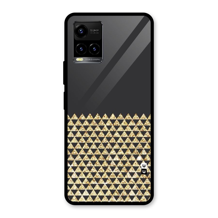 Dark Grey Golden Triangles Glass Back Case for Vivo Y21A