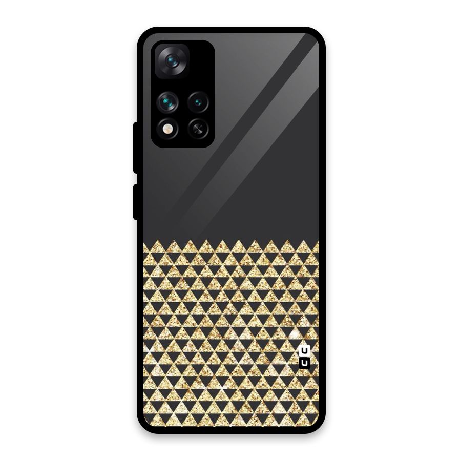 Dark Grey Golden Triangles Glass Back Case for Xiaomi 11i 5G