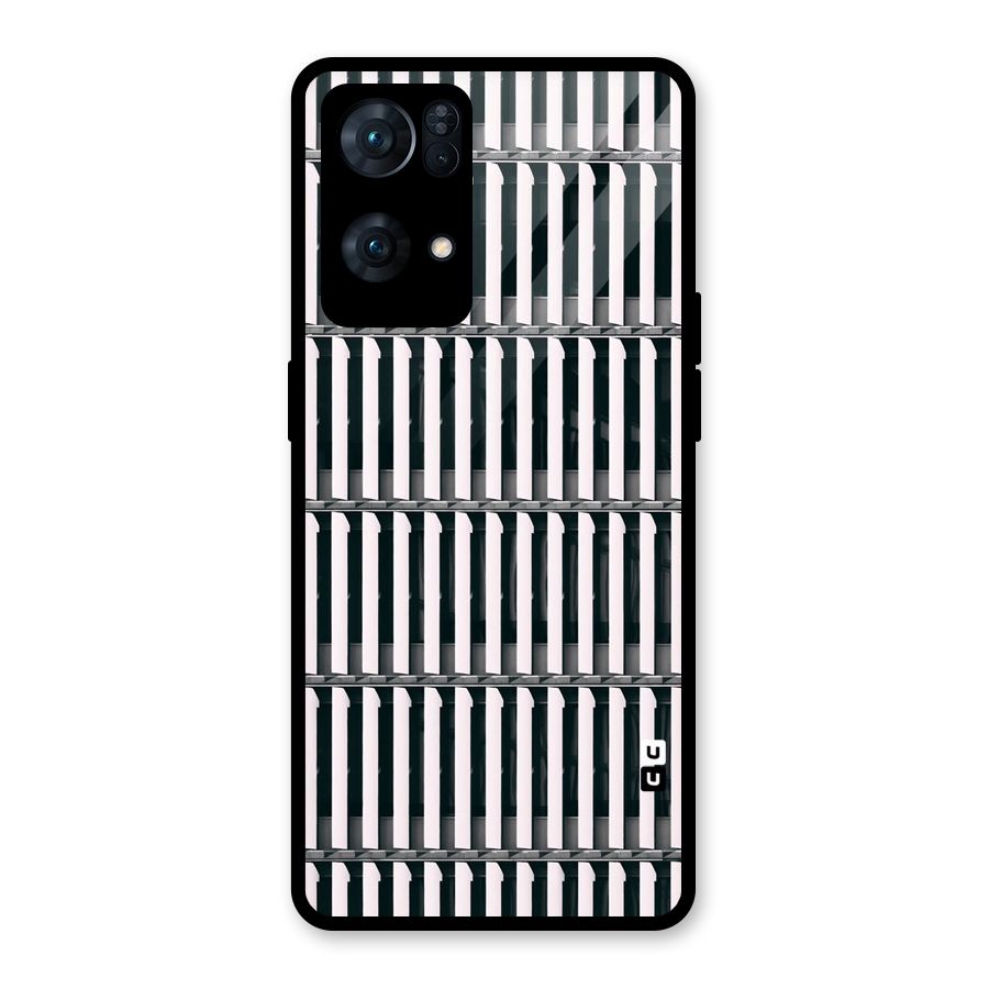 Dark Lines Pattern Glass Back Case for Oppo Reno7 Pro 5G