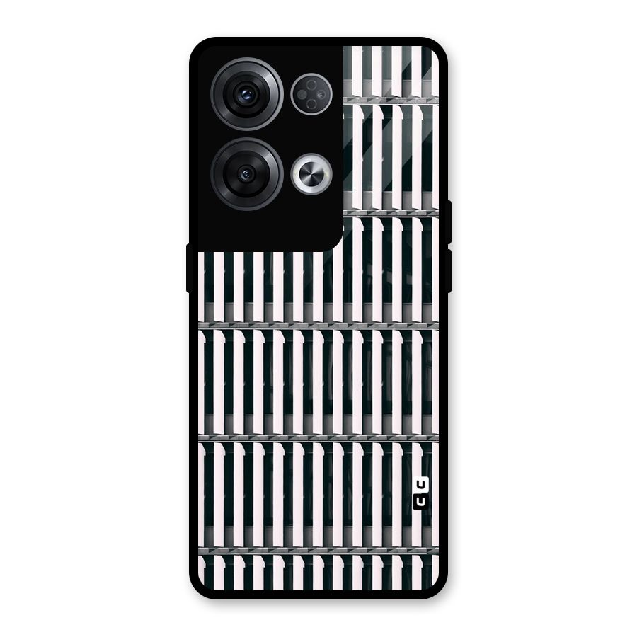 Dark Lines Pattern Glass Back Case for Oppo Reno8 Pro 5G