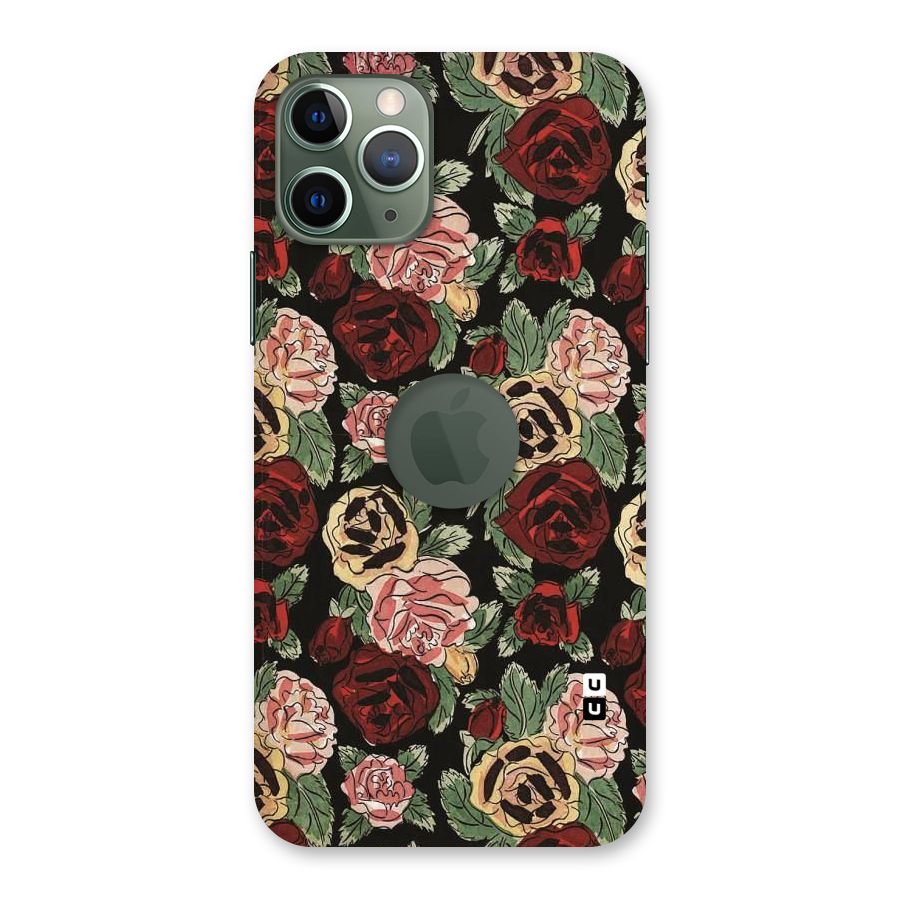 Dark Pastel Flowers Back Case for iPhone 11 Pro Logo  Cut