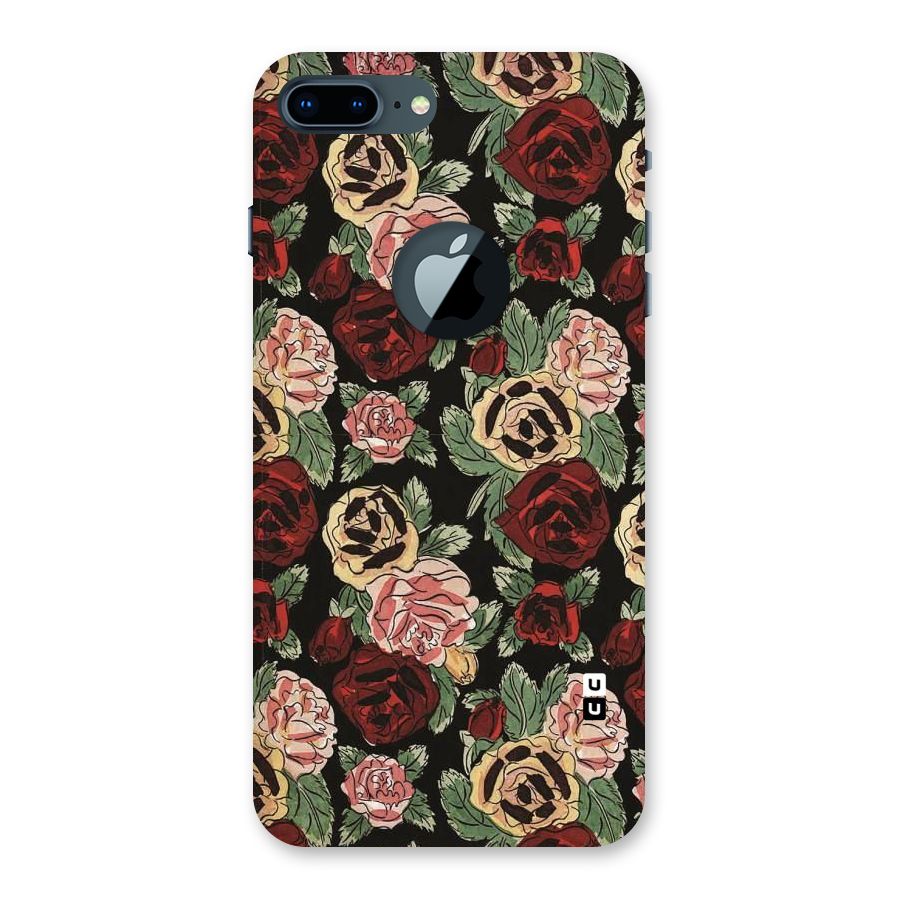Dark Pastel Flowers Back Case for iPhone 7 Plus Logo Cut