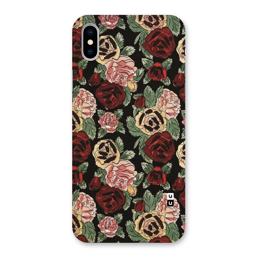 Dark Pastel Flowers Back Case for iPhone XS