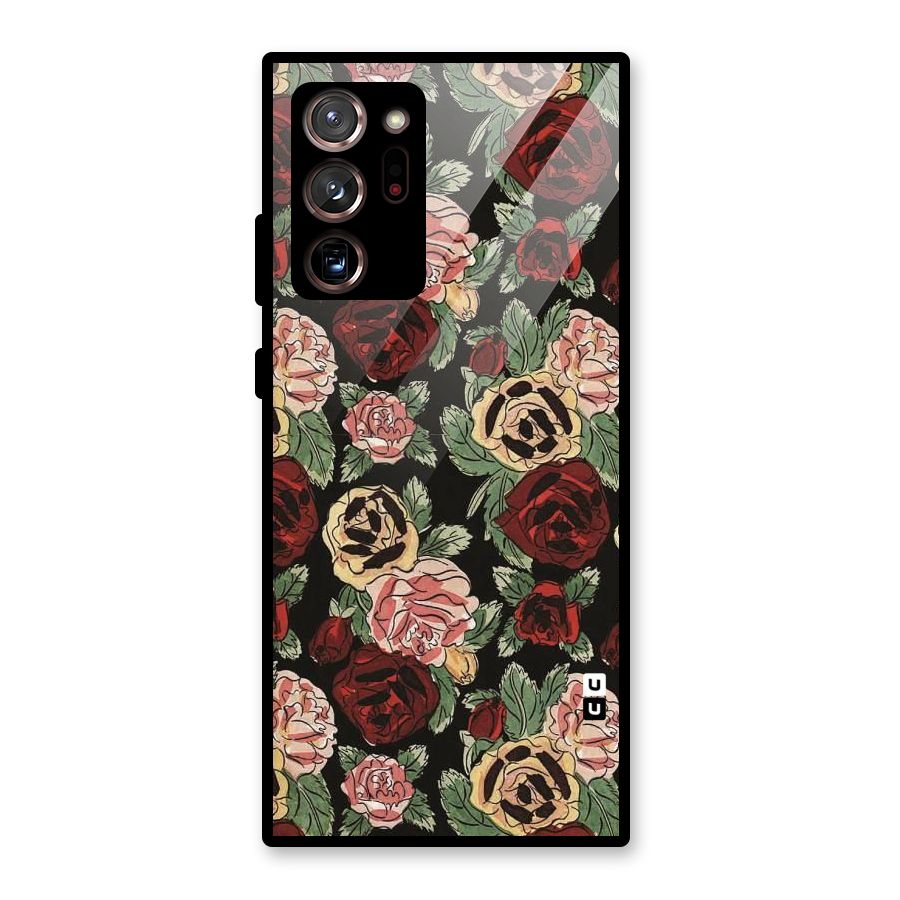 Dark Pastel Flowers Glass Back Case for Galaxy Note 20 Ultra 5G