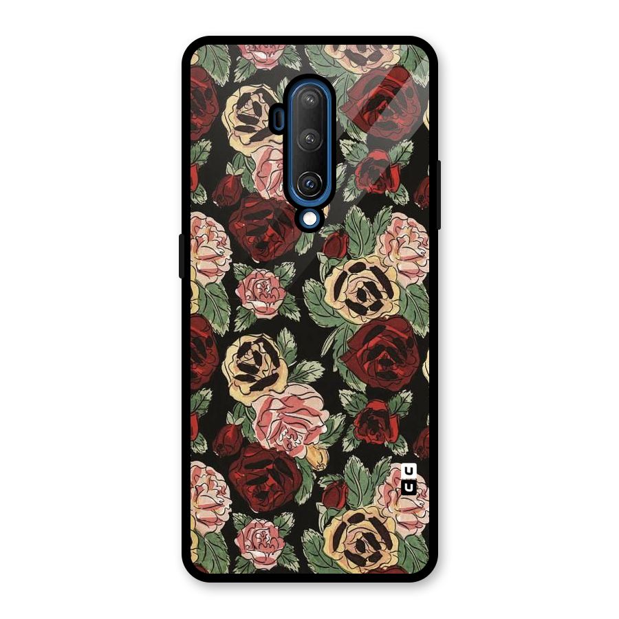 Dark Pastel Flowers Glass Back Case for OnePlus 7T Pro