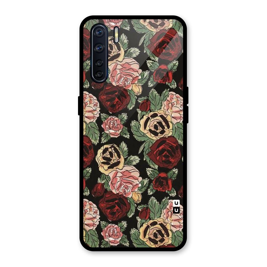 Dark Pastel Flowers Glass Back Case for Oppo F15