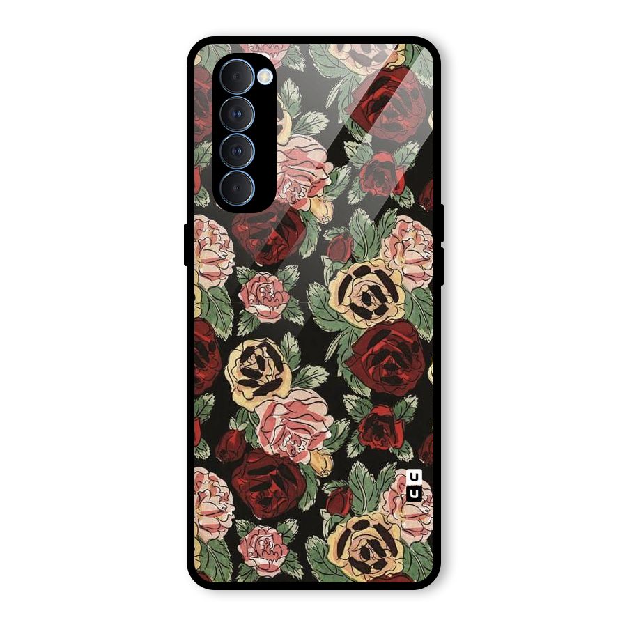 Dark Pastel Flowers Glass Back Case for Oppo Reno4 Pro