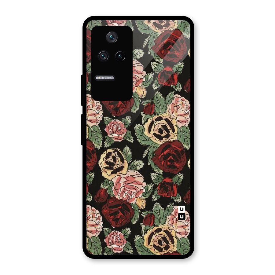 Dark Pastel Flowers Glass Back Case for Poco F4 5G