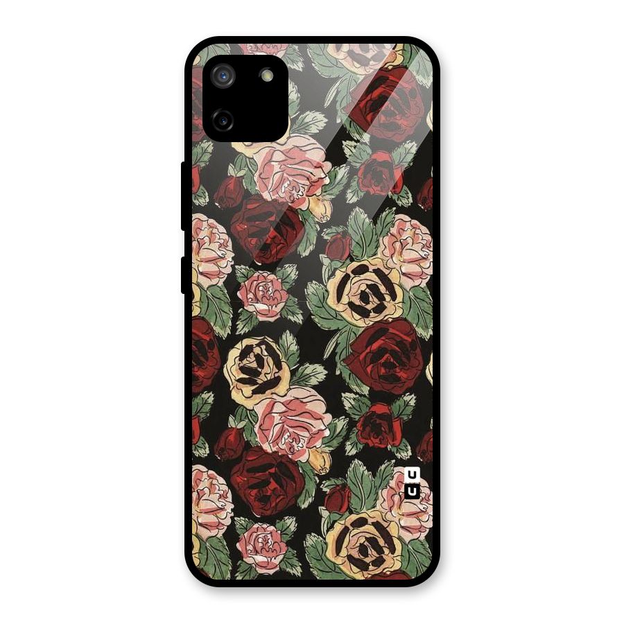 Dark Pastel Flowers Glass Back Case for Realme C11