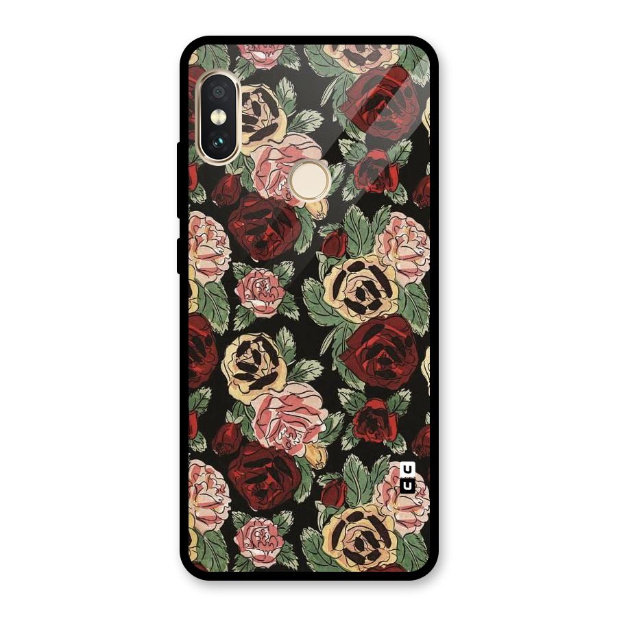 Dark Pastel Flowers Glass Back Case for Redmi Note 5 Pro