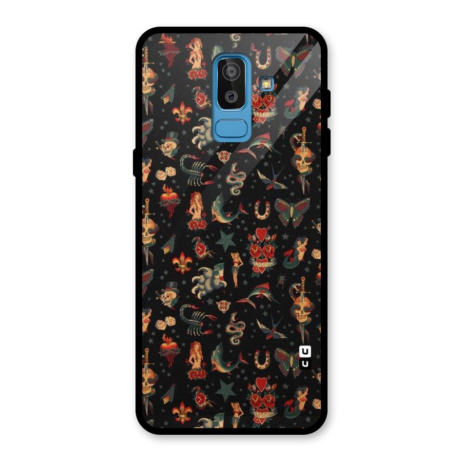 Dark Pattern Glass Back Case for Galaxy J8