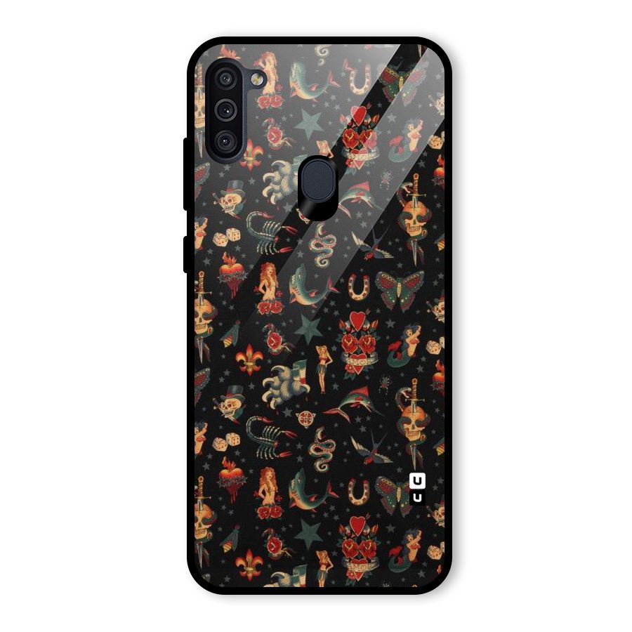 Dark Pattern Glass Back Case for Galaxy M11