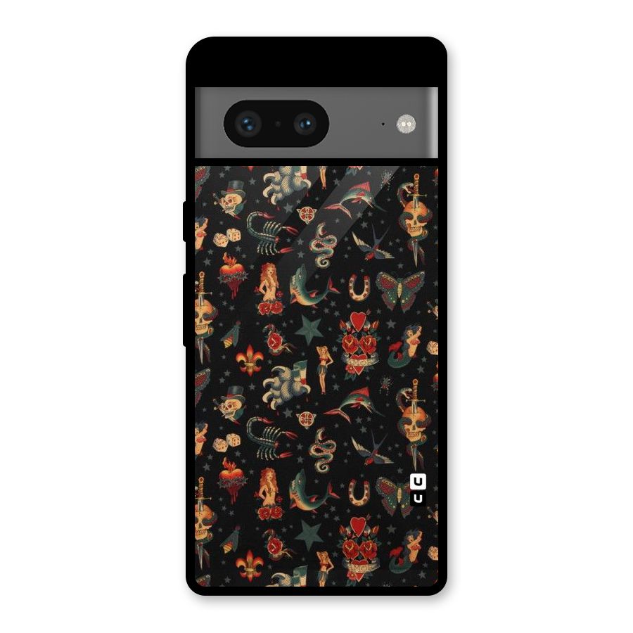 Dark Pattern Glass Back Case for Google Pixel 7