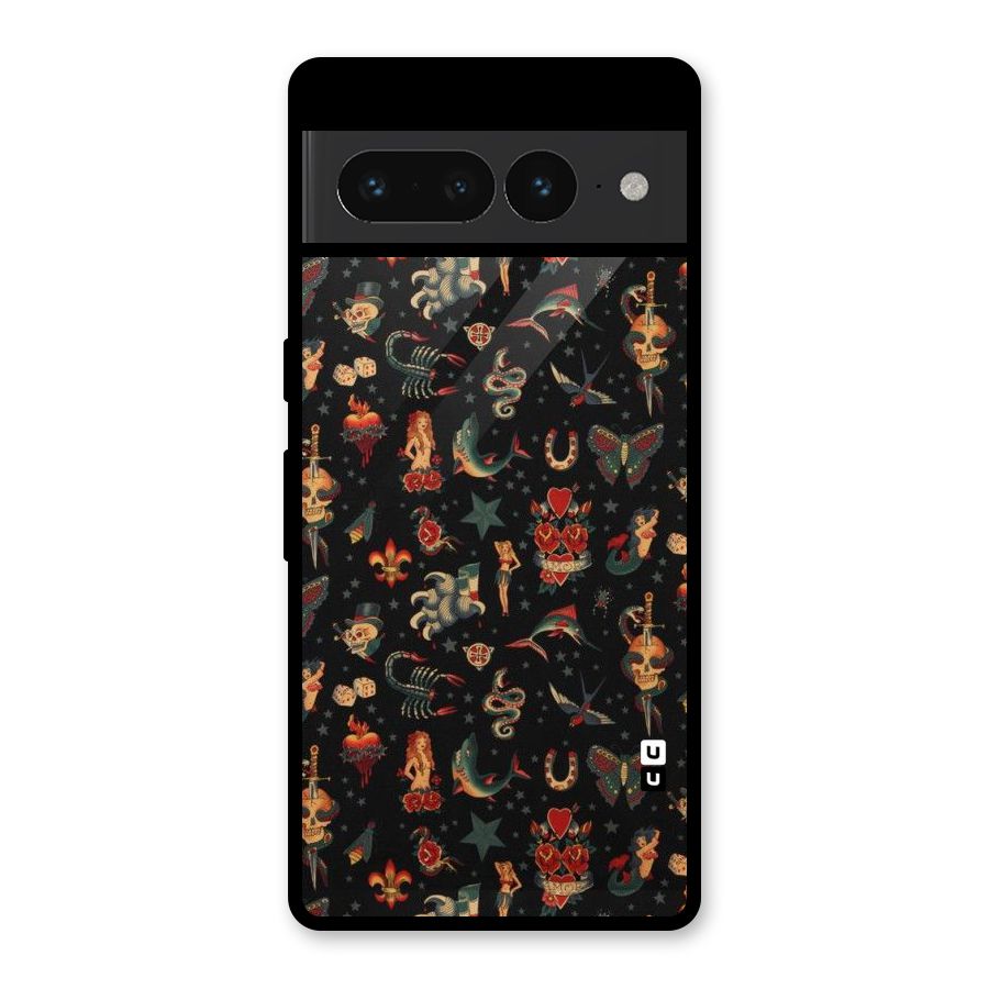 Dark Pattern Glass Back Case for Google Pixel 7 Pro
