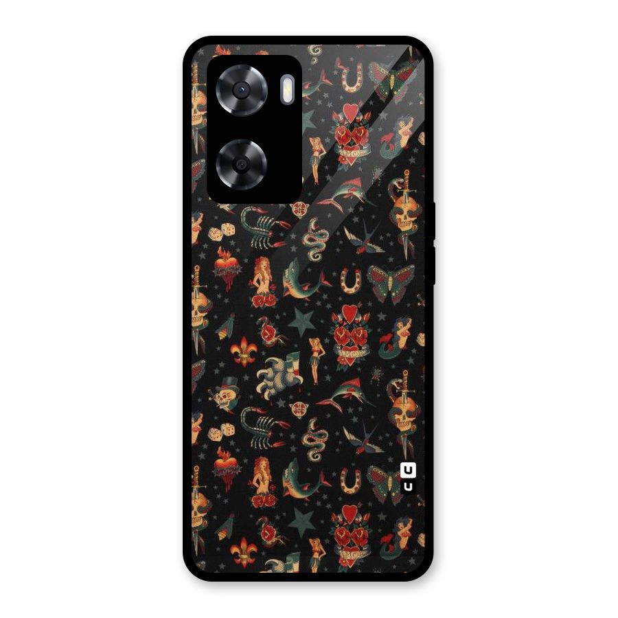 Dark Pattern Glass Back Case for Oppo A57 2022